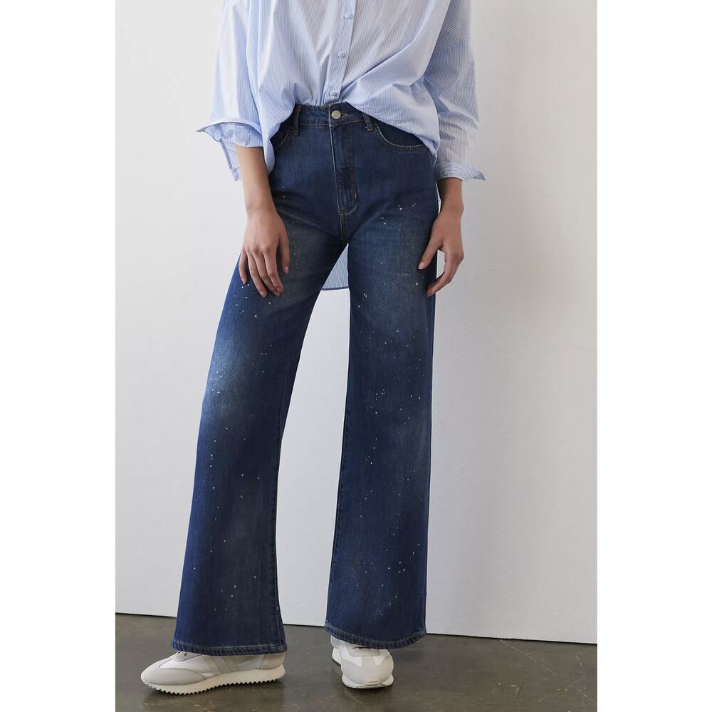 NWT Pilcro High-Rise Wide-Leg Splatter Detail Jeans - 26 waist